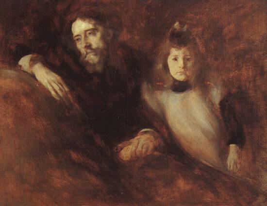 Eugene Carriere Alphonse Daudet and his Daughter oil painting image